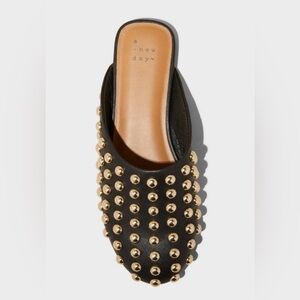 A New Day Black Mules with Gold Studs